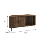 Meuble TV d'angle pour téléviseurs jusqu'à 55" | Gris Ardoise / Bouleau / Noyer Foncé | 2 portes