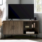 Meuble TV d'angle pour téléviseurs jusqu'à 55" | Gris Ardoise / Bouleau / Noyer Foncé | 2 portes