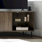 Meuble TV d'angle pour téléviseurs jusqu'à 55" | Gris Ardoise / Bouleau / Noyer Foncé | 2 portes