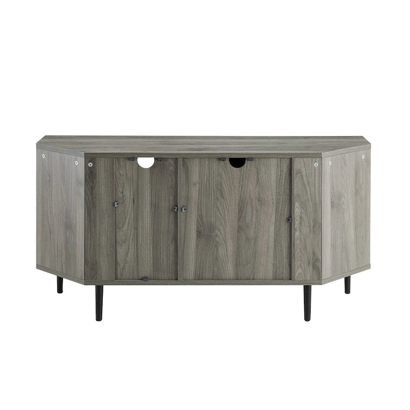 Meuble TV d'angle pour téléviseurs jusqu'à 55" | Gris Ardoise / Bouleau / Noyer Foncé | 2 portes