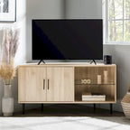 Meuble TV d'angle pour téléviseurs jusqu'à 55" | Gris Ardoise / Bouleau / Noyer Foncé | 2 portes