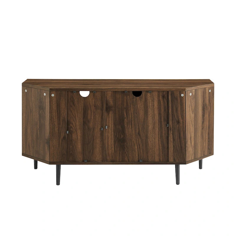 Meuble TV d'angle pour téléviseurs jusqu'à 55" | Gris Ardoise / Bouleau / Noyer Foncé | 2 portes