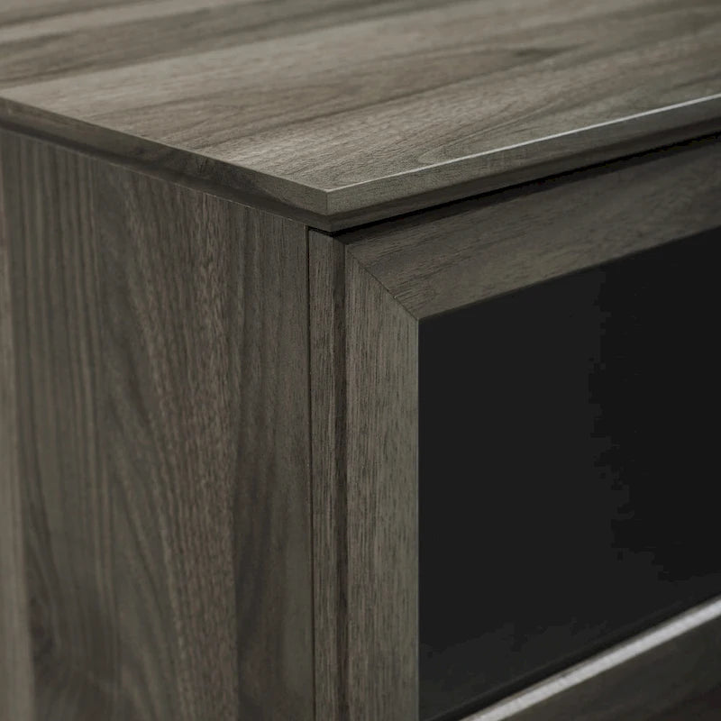 Meuble TV 2 portes 58", Chêne rustique / Gris ardoise / Noyer foncé, Convient aux téléviseurs jusqu'à 65"