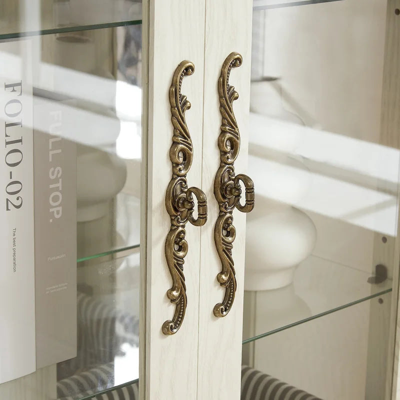 Vitrine d'exposition en verre éclairée, 2 portes 1 tiroir, étagères réglables