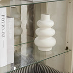 Vitrine d'exposition en verre éclairée, 2 portes 1 tiroir, étagères réglables