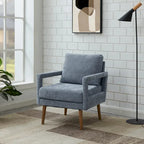 Fauteuil d'appoint, 1 place, bleu, moderne du milieu du siècle, en chenille