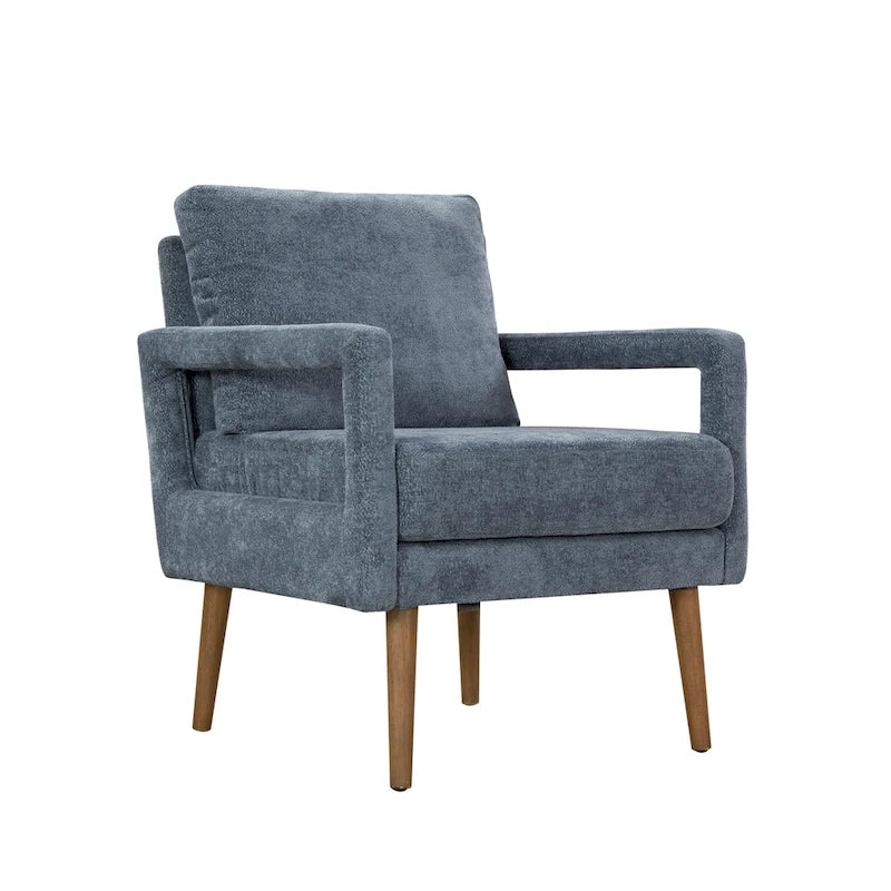 Fauteuil d'appoint, 1 place, bleu, moderne du milieu du siècle, en chenille