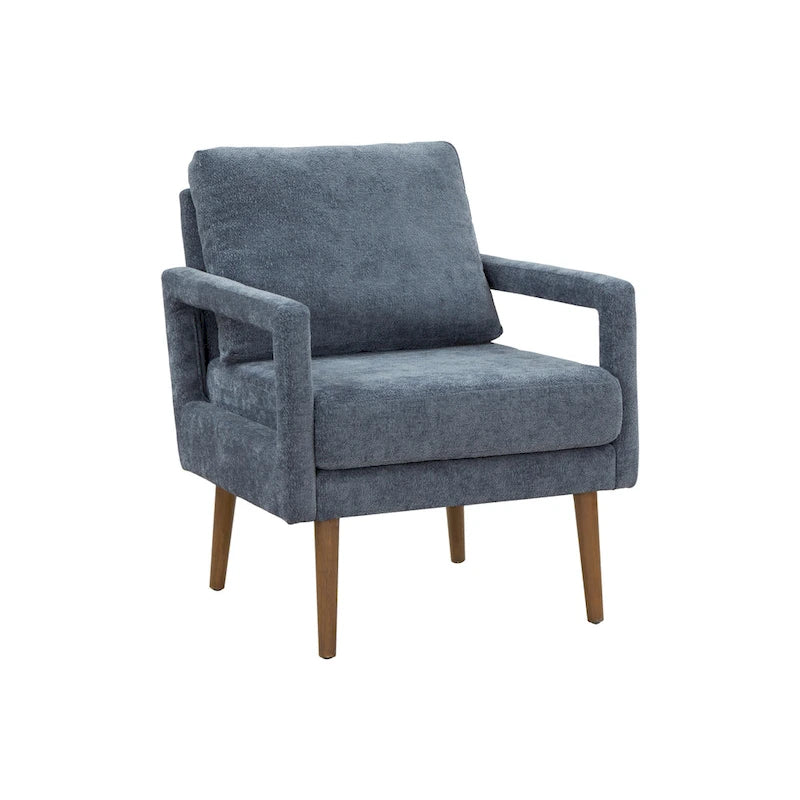 Fauteuil d'appoint, 1 place, bleu, moderne du milieu du siècle, en chenille