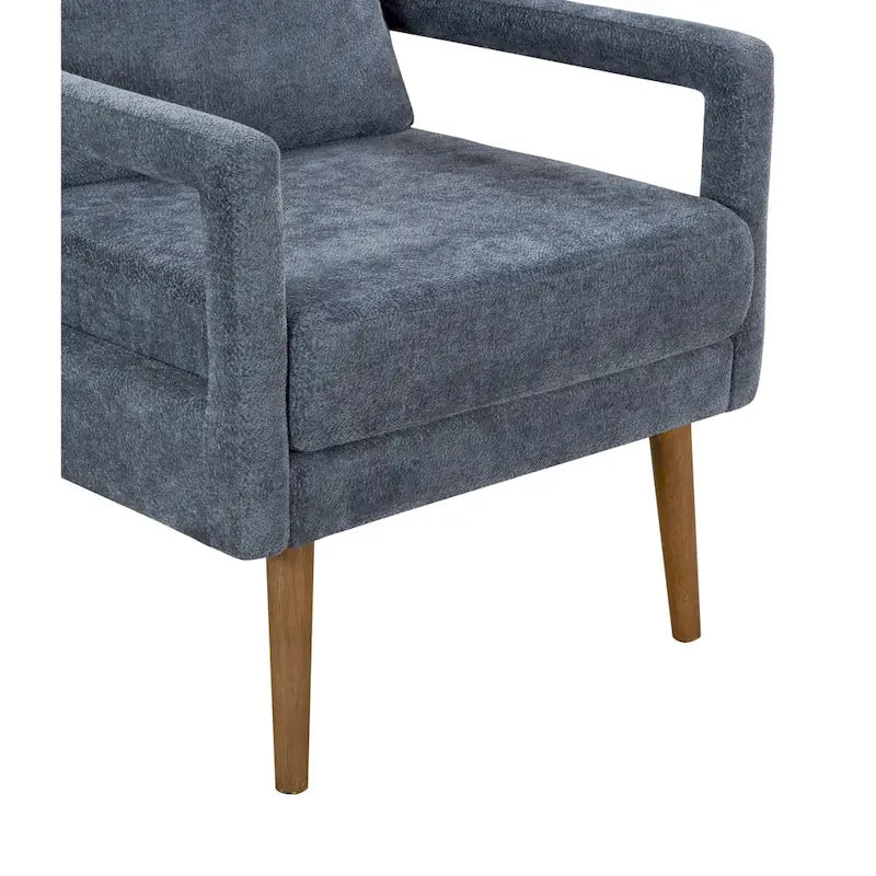 Fauteuil d'appoint, 1 place, bleu, moderne du milieu du siècle, en chenille