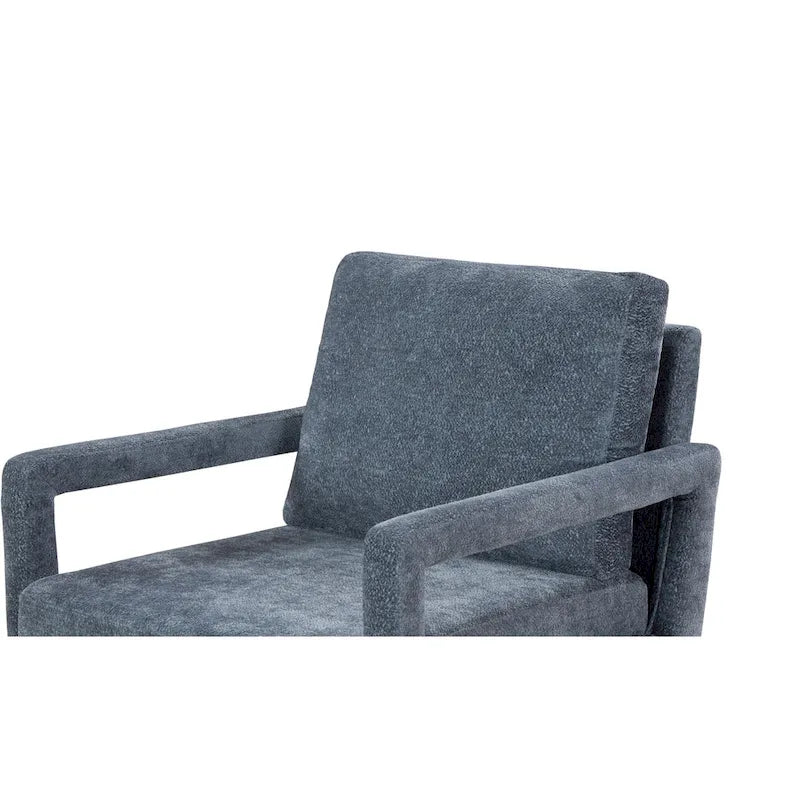Fauteuil d'appoint, 1 place, bleu, moderne du milieu du siècle, en chenille