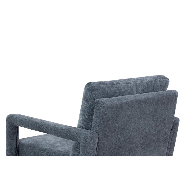 Fauteuil d'appoint, 1 place, bleu, moderne du milieu du siècle, en chenille
