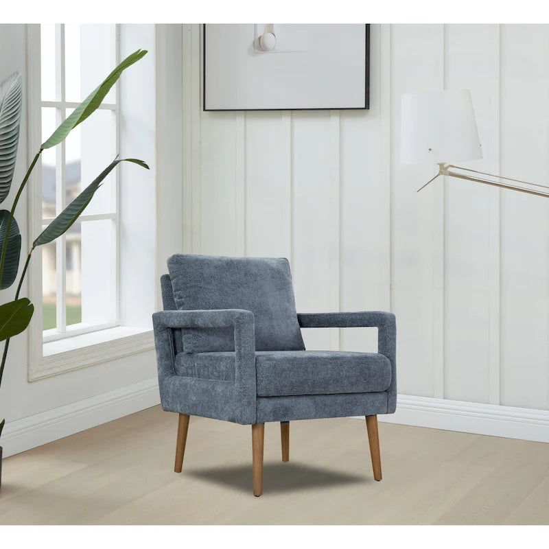 Fauteuil d'appoint, 1 place, bleu, moderne du milieu du siècle, en chenille