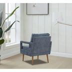 Fauteuil d'appoint, 1 place, bleu, moderne du milieu du siècle, en chenille
