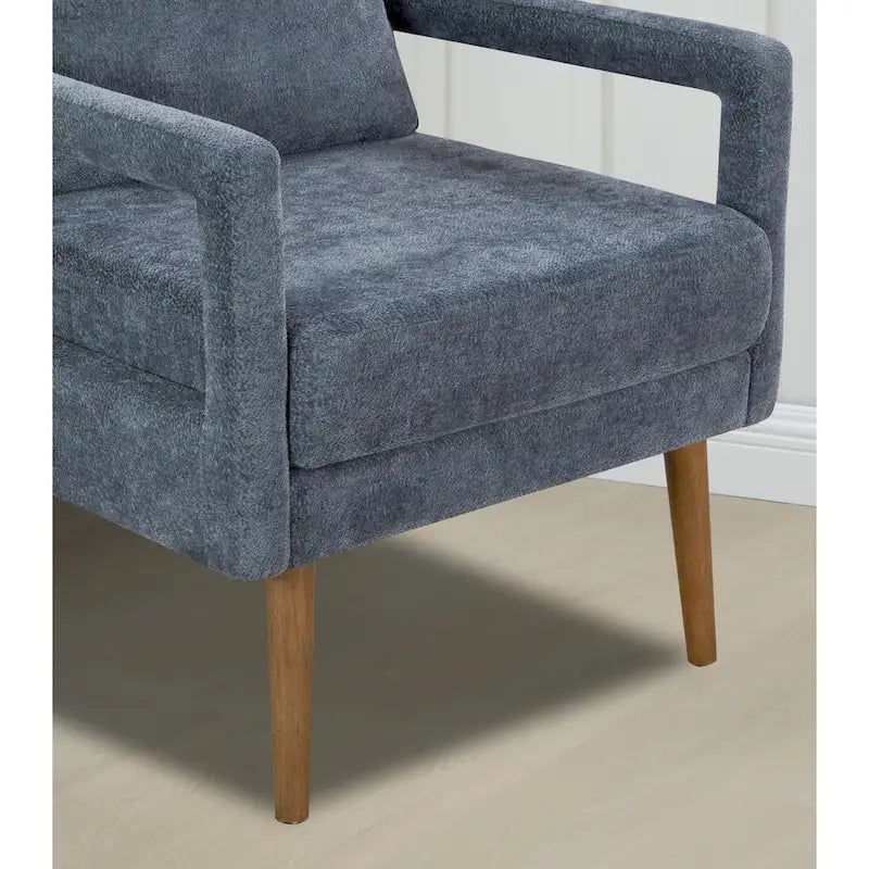 Fauteuil d'appoint, 1 place, bleu, moderne du milieu du siècle, en chenille
