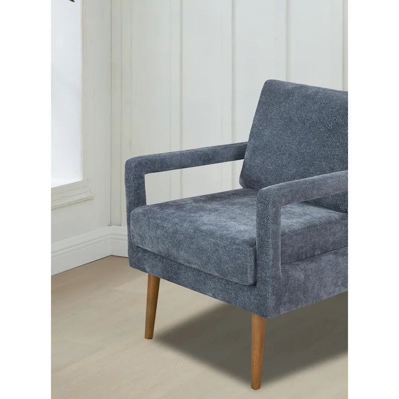 Fauteuil d'appoint, 1 place, bleu, moderne du milieu du siècle, en chenille