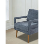 Fauteuil d'appoint, 1 place, bleu, moderne du milieu du siècle, en chenille
