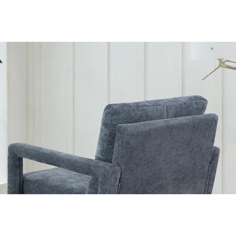 Fauteuil d'appoint, 1 place, bleu, moderne du milieu du siècle, en chenille
