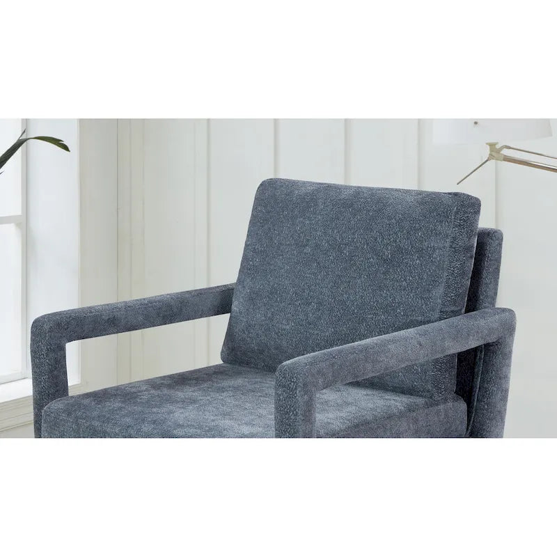 Fauteuil d'appoint, 1 place, bleu, moderne du milieu du siècle, en chenille