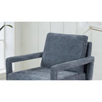 Fauteuil d'appoint, 1 place, bleu, moderne du milieu du siècle, en chenille