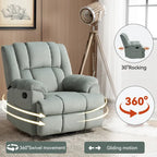 Fauteuil inclinable, pivotant et berçant surdimensionné beige/bleu/vert, pivotant à 360°, inclinable à 155°, une place