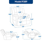 Fauteuil inclinable, pivotant et berçant surdimensionné beige/bleu/vert, pivotant à 360°, inclinable à 155°, une place