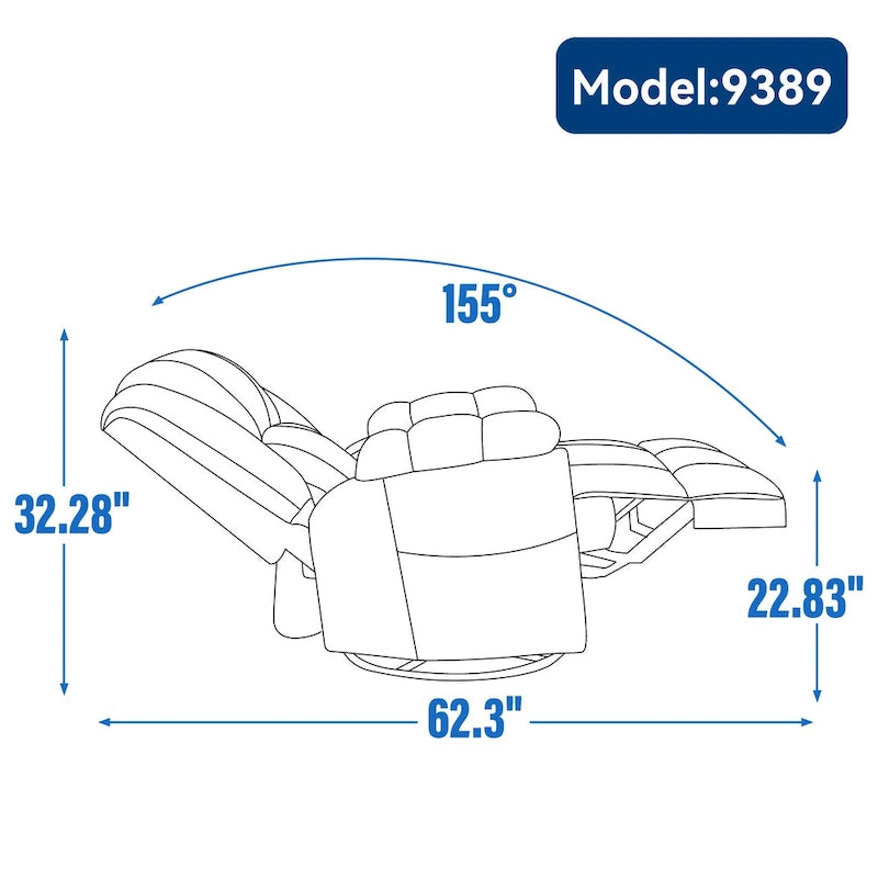 Fauteuil inclinable, pivotant et berçant surdimensionné beige/bleu/vert, pivotant à 360°, inclinable à 155°, une place