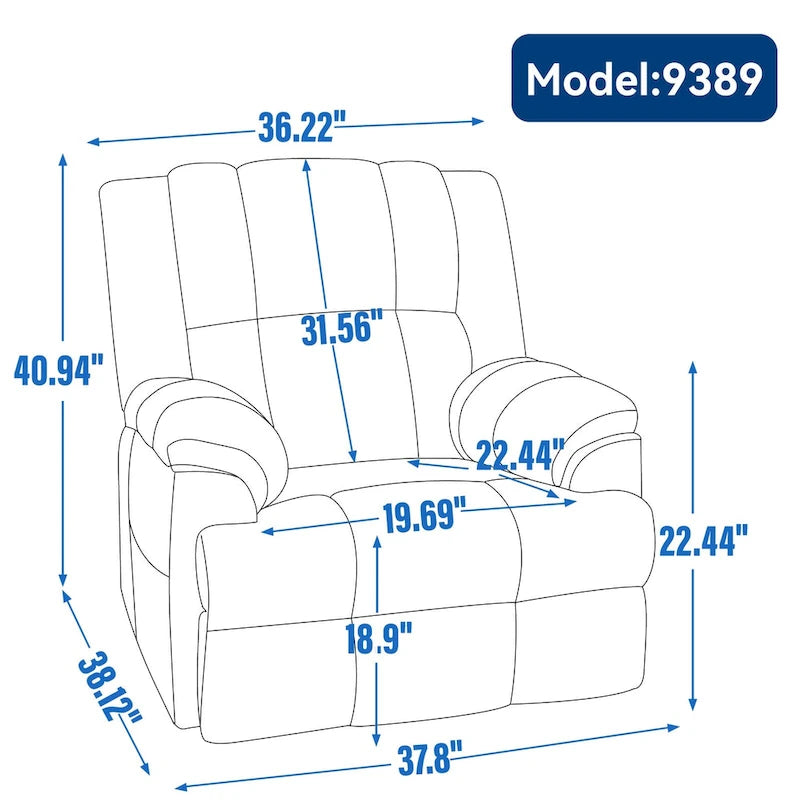 Fauteuil inclinable, pivotant et berçant surdimensionné beige/bleu/vert, pivotant à 360°, inclinable à 155°, une place