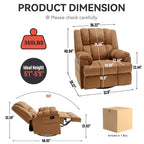 Fauteuil inclinable, pivotant et berçant surdimensionné beige/bleu/vert, pivotant à 360°, inclinable à 155°, une place