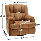 Fauteuil inclinable, pivotant et berçant surdimensionné beige/bleu/vert, pivotant à 360°, inclinable à 155°, une place