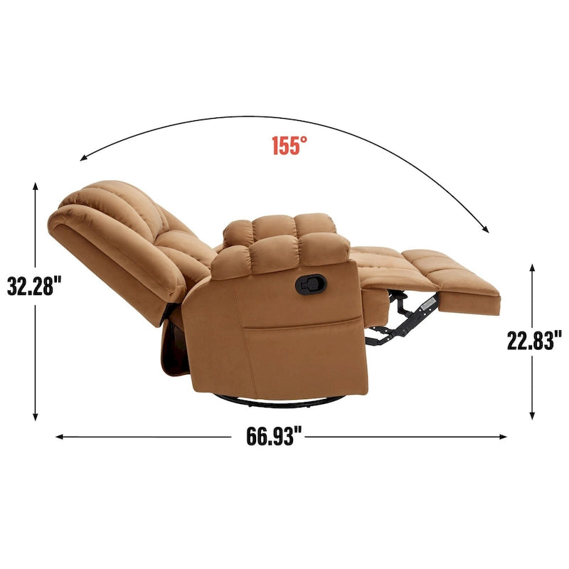 Fauteuil inclinable, pivotant et berçant surdimensionné beige/bleu/vert, pivotant à 360°, inclinable à 155°, une place