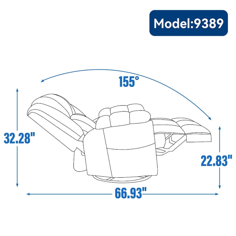 Fauteuil inclinable, pivotant et berçant surdimensionné beige/bleu/vert, pivotant à 360°, inclinable à 155°, une place