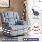 Fauteuil inclinable, pivotant et berçant surdimensionné beige/bleu/vert, pivotant à 360°, inclinable à 155°, une place