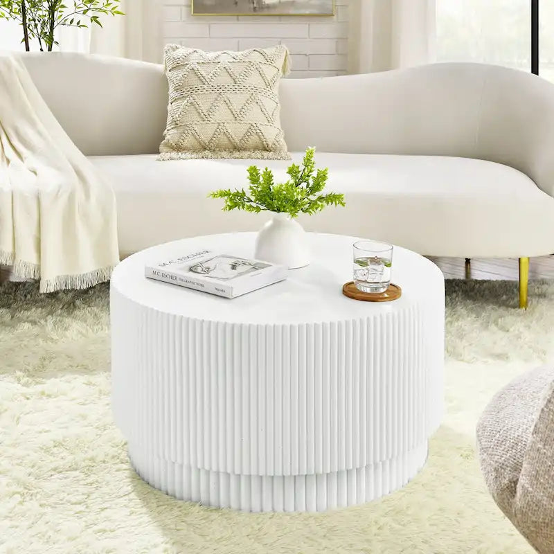 Table basse tonneau en H, style nordique, blanc/noir/vert, intérieur et extérieur, 1 personne
