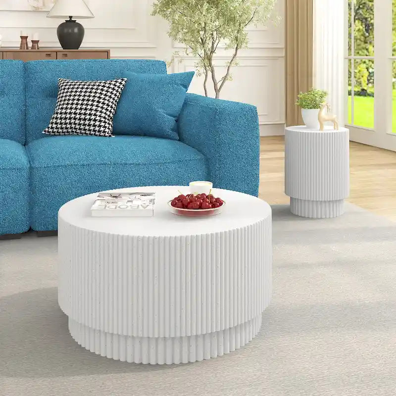 Table basse tonneau en H, style nordique, blanc/noir/vert, intérieur et extérieur, 1 personne