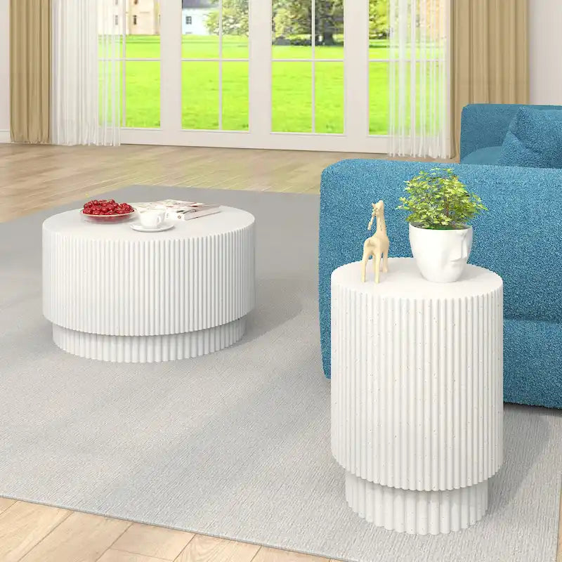 Table basse tonneau en H, style nordique, blanc/noir/vert, intérieur et extérieur, 1 personne