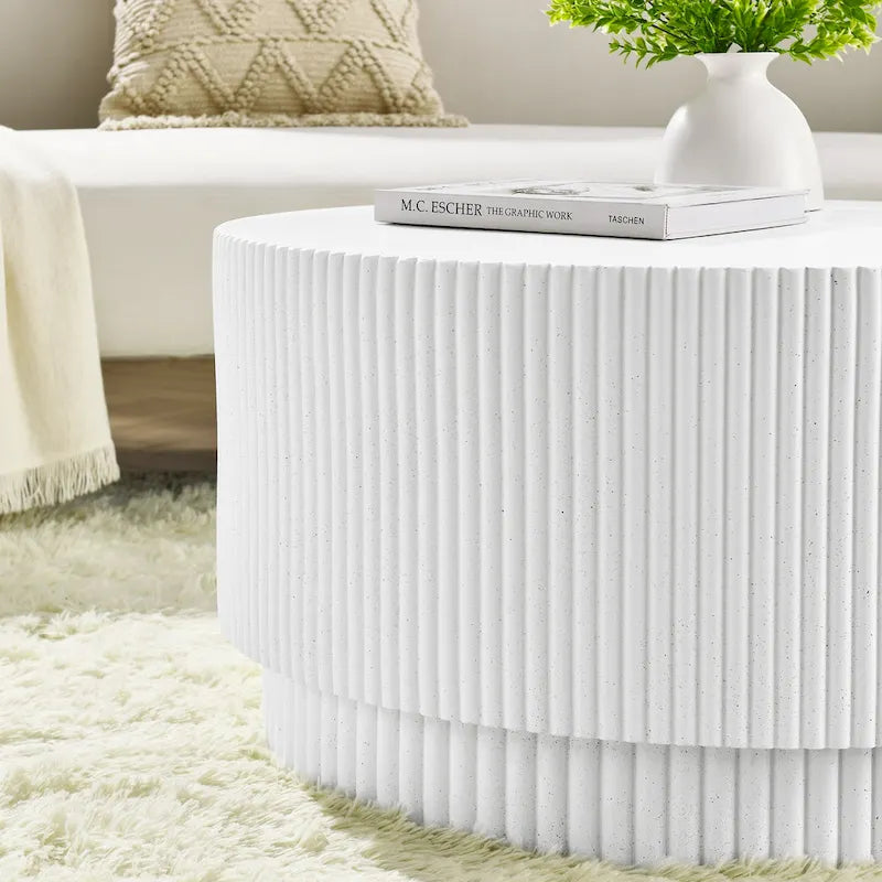 Table basse tonneau en H, style nordique, blanc/noir/vert, intérieur et extérieur, 1 personne