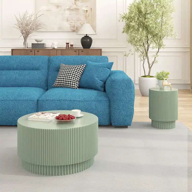 Table basse tonneau en H, style nordique, blanc/noir/vert, intérieur et extérieur, 1 personne