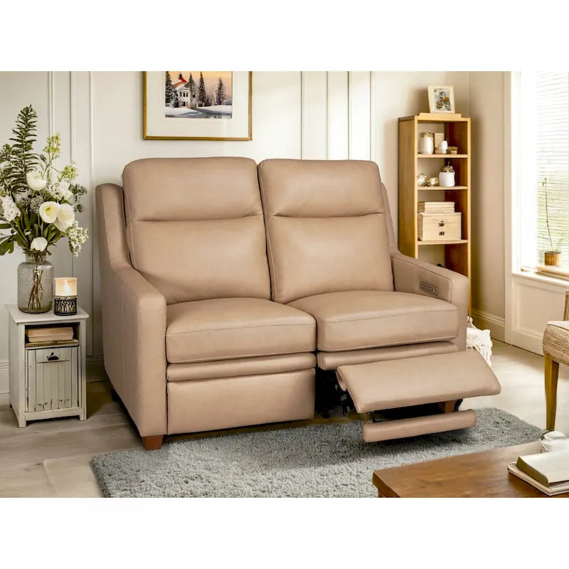 Causeuse inclinable électrique Amande / Anthracite / Camel, Zero-Wall, 2 places