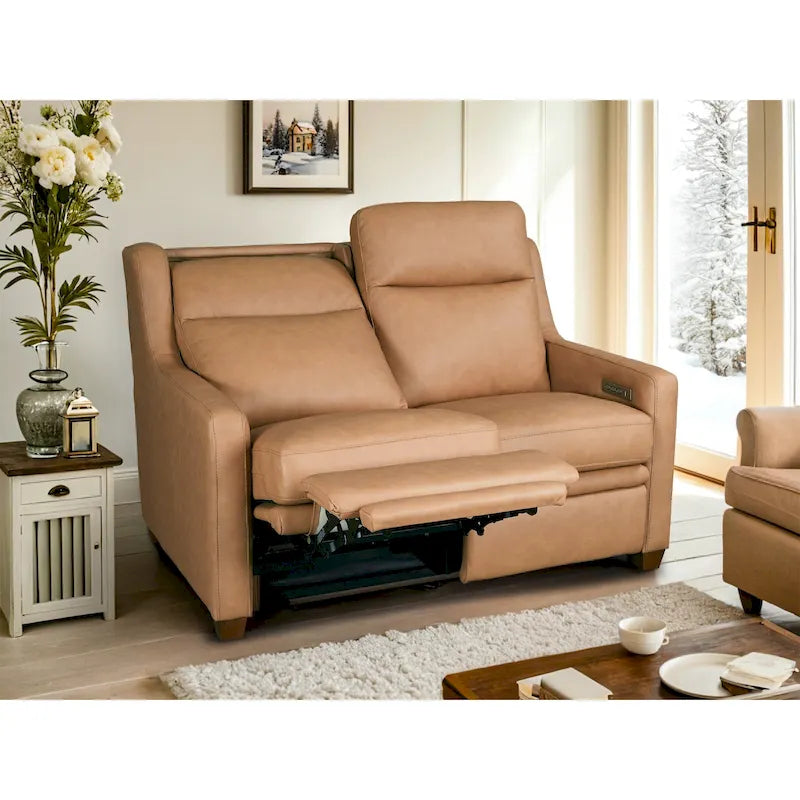 Causeuse inclinable électrique Amande / Anthracite / Camel, Zero-Wall, 2 places