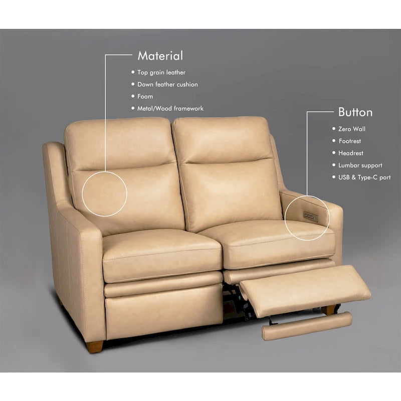 Causeuse inclinable électrique Amande / Anthracite / Camel, Zero-Wall, 2 places