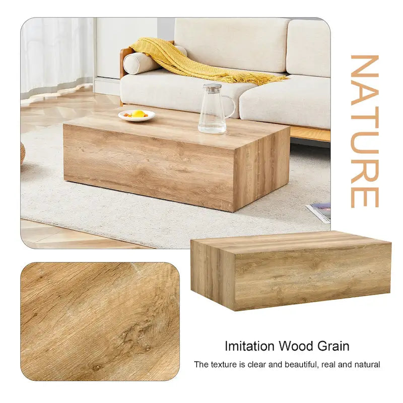 Table basse rectangulaire couleur bois, MDF, 1 place, 99 cm × 61 cm