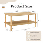 Table Basse à 2 Niveaux Burly Wood avec Pieds en Hévéa, 1–2 Places