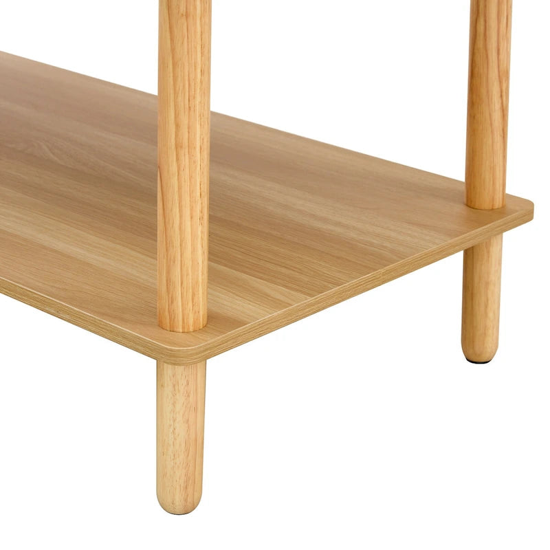 Table Basse à 2 Niveaux Burly Wood avec Pieds en Hévéa, 1–2 Places