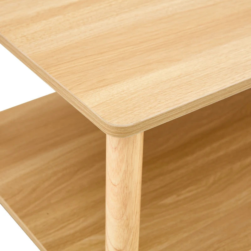 Table Basse à 2 Niveaux Burly Wood avec Pieds en Hévéa, 1–2 Places