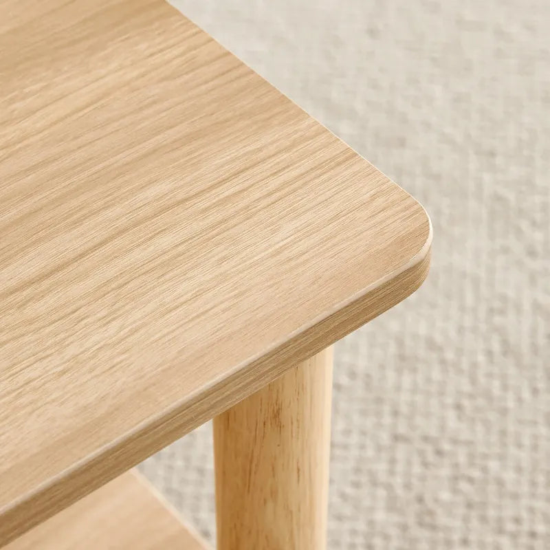 Table Basse à 2 Niveaux Burly Wood avec Pieds en Hévéa, 1–2 Places