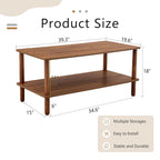 Table Basse à 2 Niveaux Burly Wood avec Pieds en Hévéa, 1–2 Places