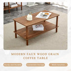 Table Basse à 2 Niveaux Burly Wood avec Pieds en Hévéa, 1–2 Places