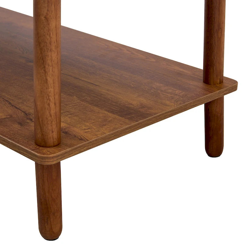 Table Basse à 2 Niveaux Burly Wood avec Pieds en Hévéa, 1–2 Places