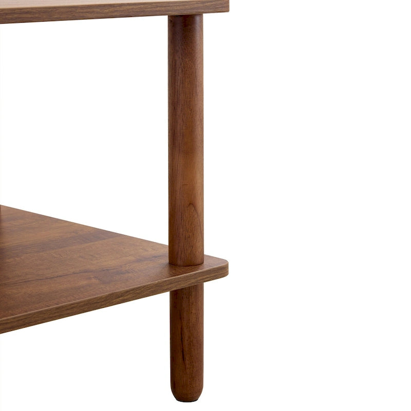 Table Basse à 2 Niveaux Burly Wood avec Pieds en Hévéa, 1–2 Places