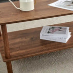 Table Basse à 2 Niveaux Burly Wood avec Pieds en Hévéa, 1–2 Places